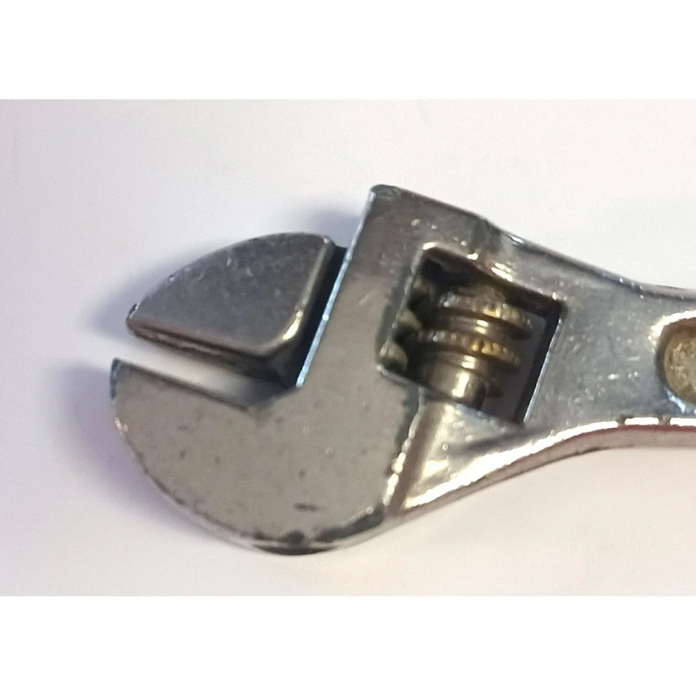 Vintage 1980s Mini Adjustable Crescent Wrench Keychain Keyring Taiwan